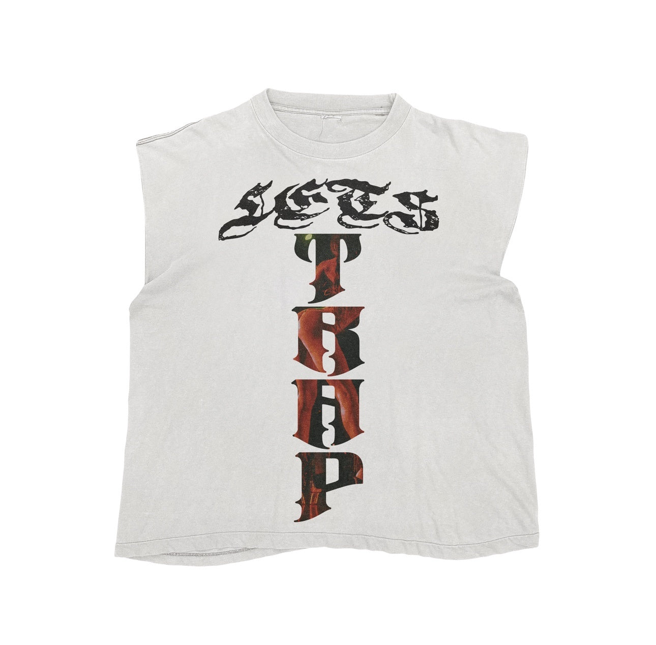 Beaded Cut-off Sleeve in White